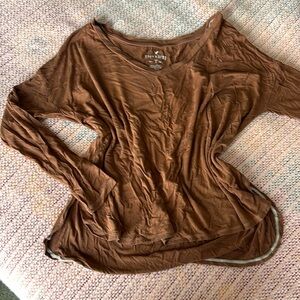 Brown Long Sleeve Flowy Top